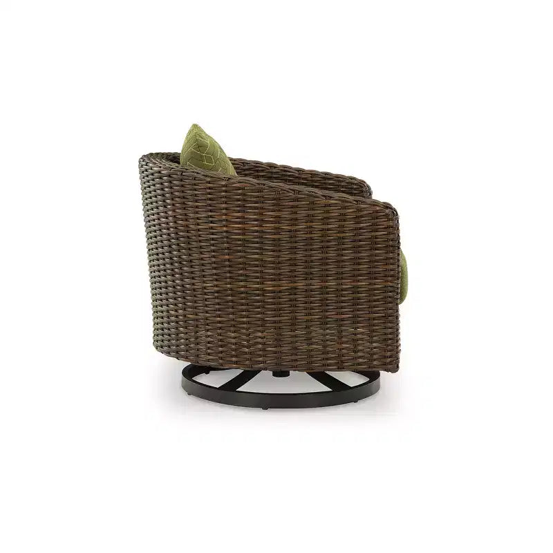 Signature Design by Ashley Horizon Hall Poltrona girevole da esterno per tutte le stagioni con cuscino, Verde