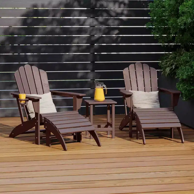 WestinTrends Highland 5-Piece Adirondack Chair with Folding Ottoman and Table Set
