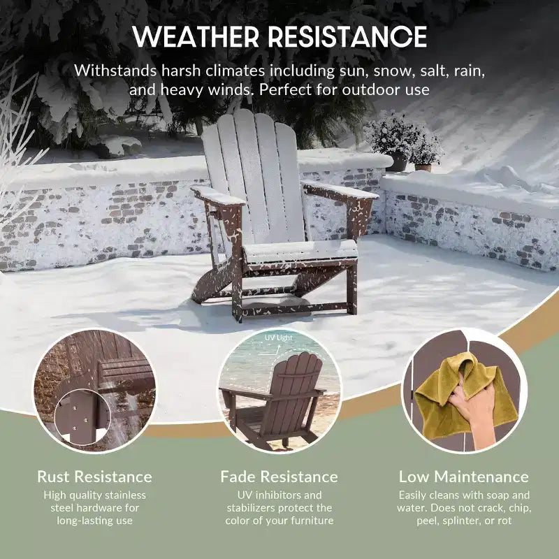 WestinTrends Highland 5-Piece Adirondack Chair with Folding Ottoman and Table Set