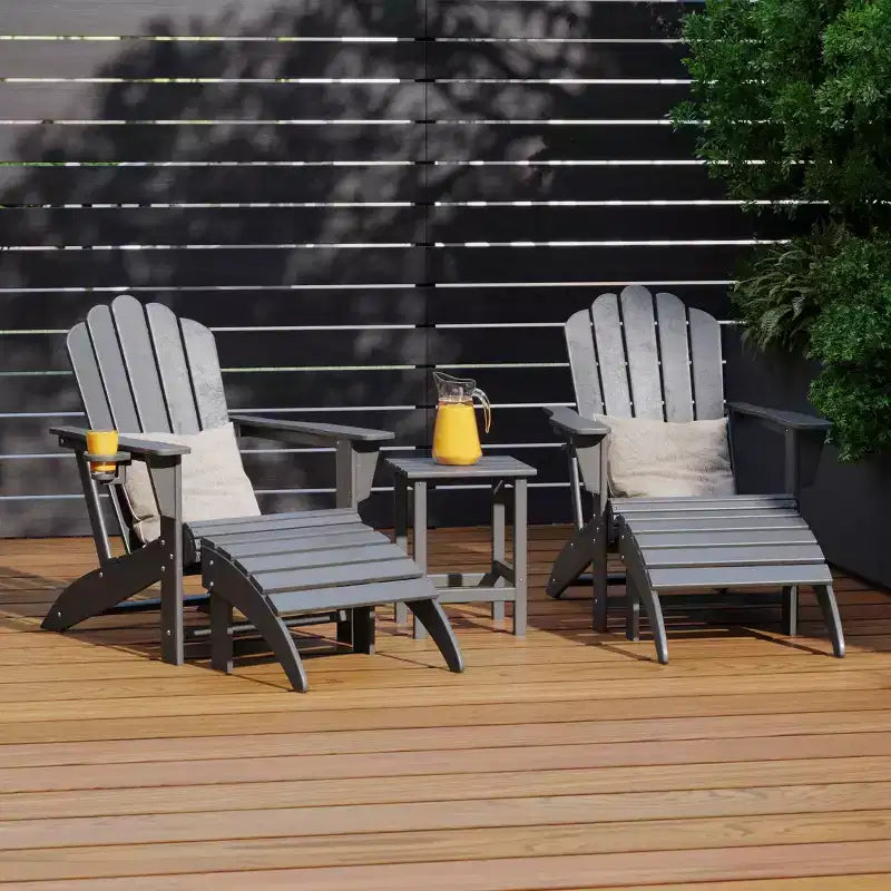 WestinTrends Highland 5-Piece Adirondack Chair with Folding Ottoman and Table Set
