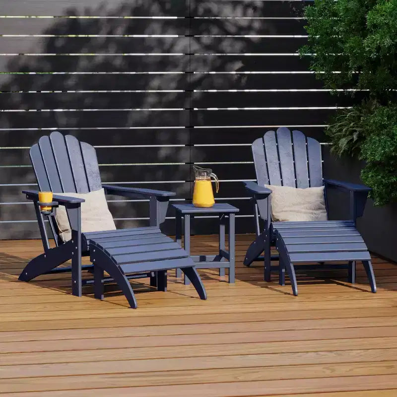WestinTrends Highland 5-Piece Adirondack Chair with Folding Ottoman and Table Set