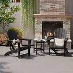 WestinTrends Highland 3-Piece Outdoor Patio HDPE Adirondack Chair With Cup Holder and Table Set
