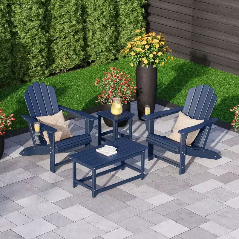 WestinTrends Highland 4-Piece Adirondack Chairs with Cup Holders and Table Set