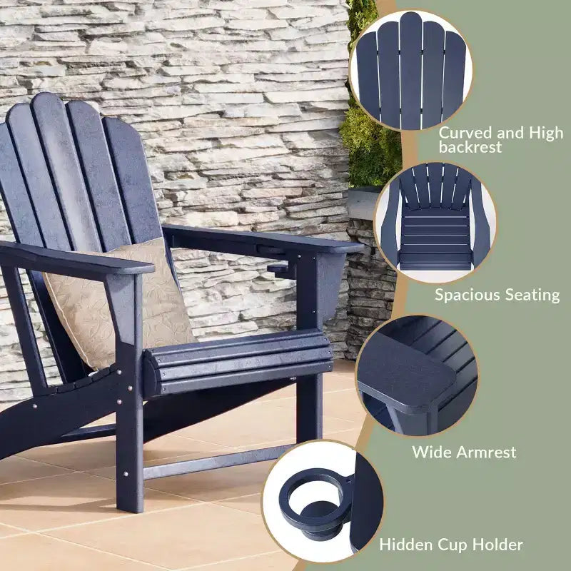 WestinTrends Highland Set da 12 Pezzi Tavolo da Conversazione per Esterni in HDPE e Sedie Adirondack