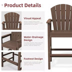 Hyleory Set da Bar 3 Pezzi in HDPE con Sgabelli Bar Adirondack - Mobili da Esterno Durevoli per un Intrattenimento di Stile