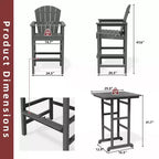 Hyleory Set da Bar 3 Pezzi in HDPE con Sgabelli Bar Adirondack - Mobili da Esterno Durevoli per un Intrattenimento di Stile