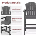 Hyleory Set da Bar 3 Pezzi in HDPE con Sgabelli Bar Adirondack - Mobili da Esterno Durevoli per un Intrattenimento di Stile