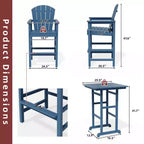 Hyleory Set da Bar 3 Pezzi in HDPE con Sgabelli Bar Adirondack - Mobili da Esterno Durevoli per un Intrattenimento di Stile