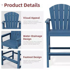 Hyleory Set da Bar 3 Pezzi in HDPE con Sgabelli Bar Adirondack - Mobili da Esterno Durevoli per un Intrattenimento di Stile