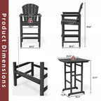 Hyleory Set da Bar 3 Pezzi in HDPE con Sgabelli Bar Adirondack - Mobili da Esterno Durevoli per un Intrattenimento di Stile