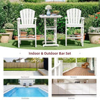 Hyleory Set da Bar 3 Pezzi in HDPE con Sgabelli Bar Adirondack - Mobili da Esterno Durevoli per un Intrattenimento di Stile
