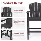 Hyleory Set da Bar 3 Pezzi in HDPE con Sgabelli Bar Adirondack - Mobili da Esterno Durevoli per un Intrattenimento di Stile