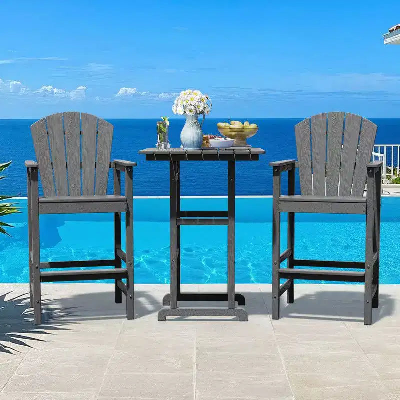 Hyleory Set da Bar 3 Pezzi in HDPE con Sgabelli Bar Adirondack - Mobili da Esterno Durevoli per un Intrattenimento di Stile