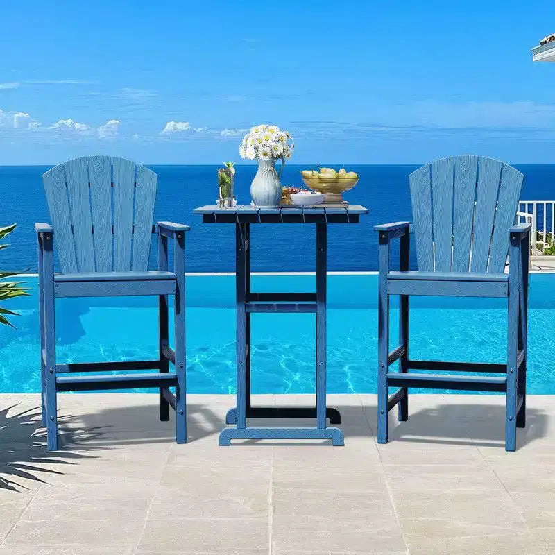 Hyleory Set da Bar 3 Pezzi in HDPE con Sgabelli Bar Adirondack - Mobili da Esterno Durevoli per un Intrattenimento di Stile