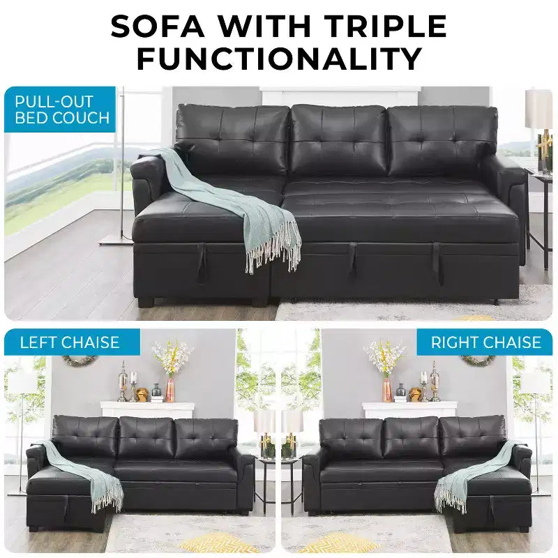 Divano Sezionale Reversibile Letto Home Imports Emporium - Divano Convertibile con Chaise Longue Contenitore, Design Salvaspazio per Soggiorni Moderni