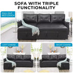 Divano Sezionale Reversibile Letto Home Imports Emporium - Divano Convertibile con Chaise Longue Contenitore, Design Salvaspazio per Soggiorni Moderni