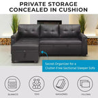 Divano Sezionale Reversibile Letto Home Imports Emporium - Divano Convertibile con Chaise Longue Contenitore, Design Salvaspazio per Soggiorni Moderni