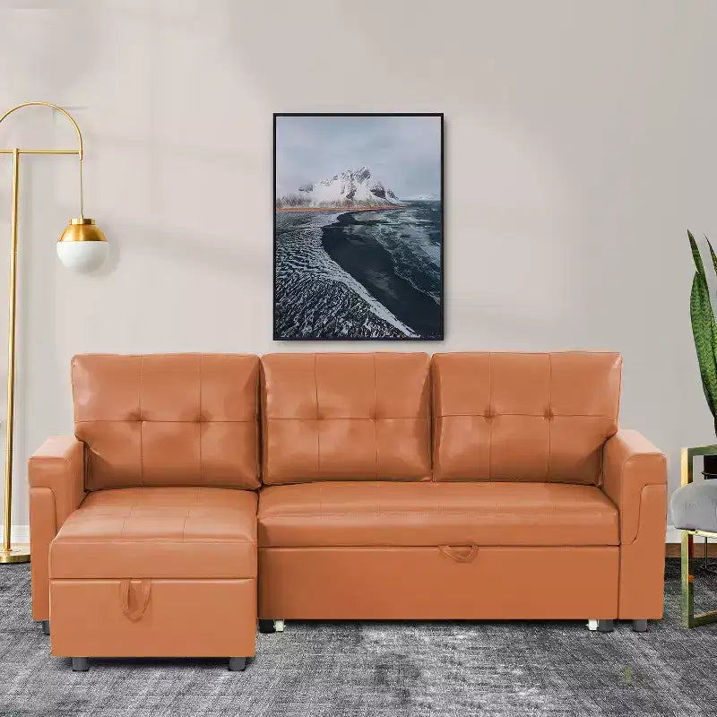 Divano Sezionale Reversibile Letto Home Imports Emporium - Divano Convertibile con Chaise Longue Contenitore, Design Salvaspazio per Soggiorni Moderni