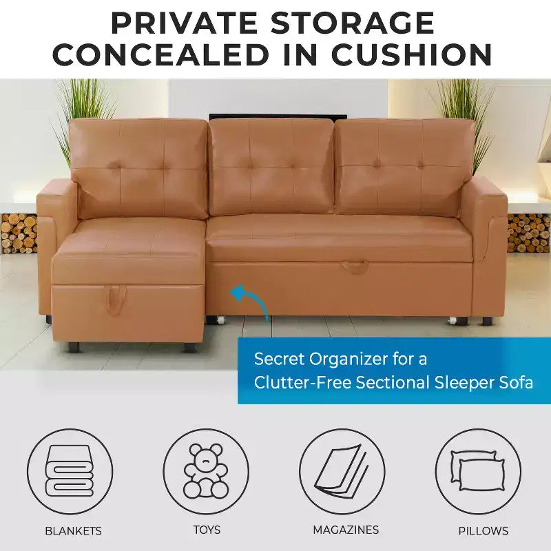 Divano Sezionale Reversibile Letto Home Imports Emporium - Divano Convertibile con Chaise Longue Contenitore, Design Salvaspazio per Soggiorni Moderni