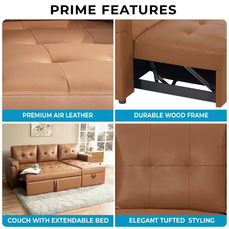Divano Sezionale Reversibile Letto Home Imports Emporium - Divano Convertibile con Chaise Longue Contenitore, Design Salvaspazio per Soggiorni Moderni