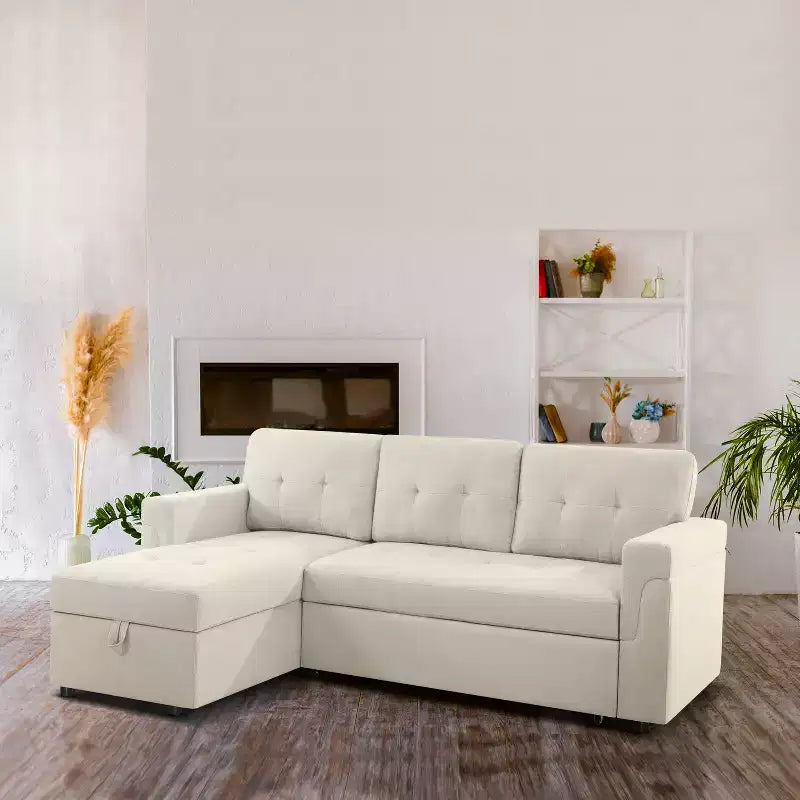 Divano Sezionale Reversibile Letto Home Imports Emporium - Divano Convertibile con Chaise Longue Contenitore, Design Salvaspazio per Soggiorni Moderni