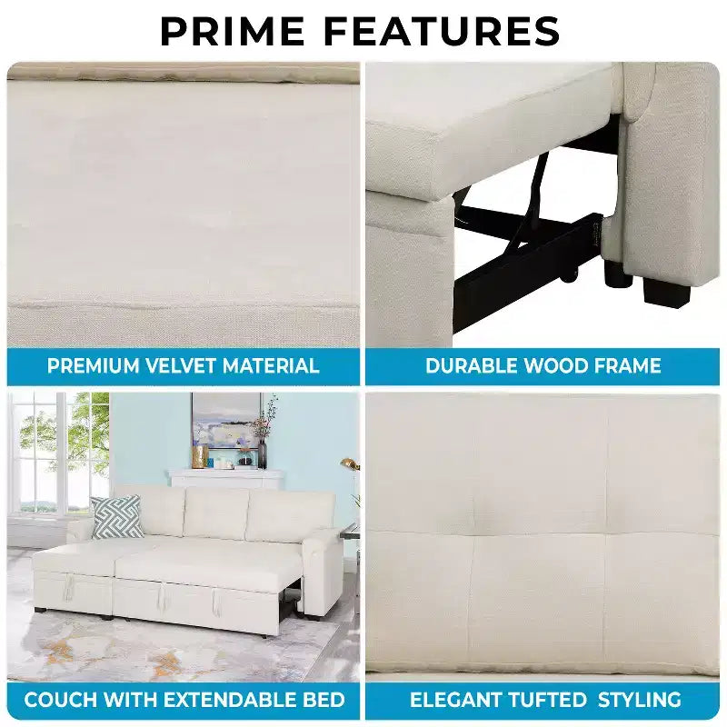 Divano Sezionale Reversibile Letto Home Imports Emporium - Divano Convertibile con Chaise Longue Contenitore, Design Salvaspazio per Soggiorni Moderni