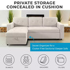 Divano Sezionale Reversibile Letto Home Imports Emporium - Divano Convertibile con Chaise Longue Contenitore, Design Salvaspazio per Soggiorni Moderni