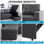 Divano Sezionale Reversibile Letto Home Imports Emporium - Divano Convertibile con Chaise Longue Contenitore, Design Salvaspazio per Soggiorni Moderni