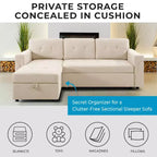 Divano Sezionale Reversibile Letto Home Imports Emporium - Divano Convertibile con Chaise Longue Contenitore, Design Salvaspazio per Soggiorni Moderni