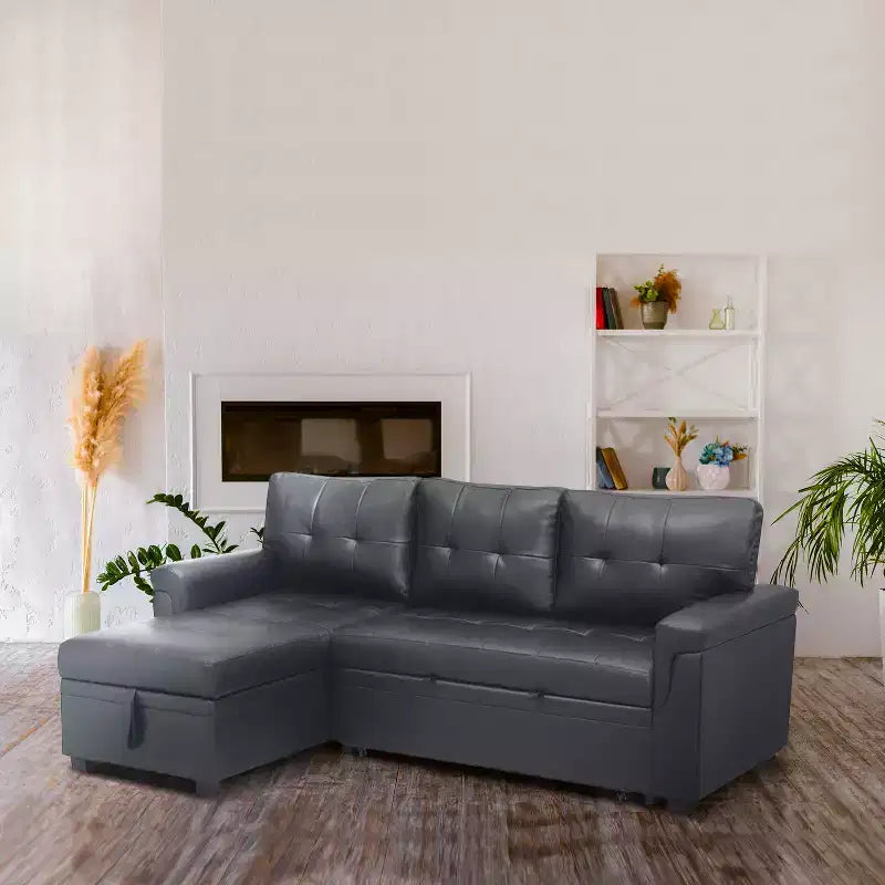 Divano Sezionale Reversibile Letto Home Imports Emporium - Divano Convertibile con Chaise Longue Contenitore, Design Salvaspazio per Soggiorni Moderni