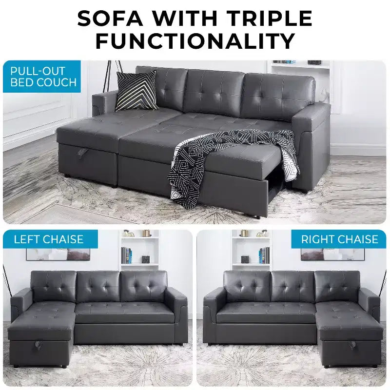Divano Sezionale Reversibile Letto Home Imports Emporium - Divano Convertibile con Chaise Longue Contenitore, Design Salvaspazio per Soggiorni Moderni