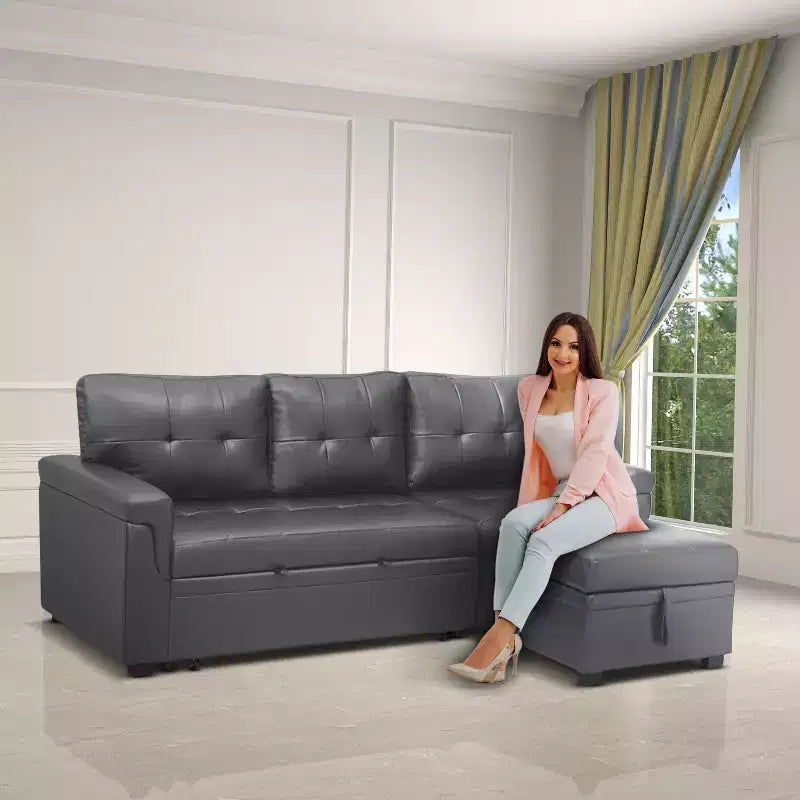Divano Sezionale Reversibile Letto Home Imports Emporium - Divano Convertibile con Chaise Longue Contenitore, Design Salvaspazio per Soggiorni Moderni