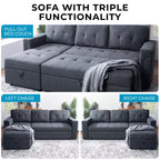 Divano Sezionale Reversibile Letto Home Imports Emporium - Divano Convertibile con Chaise Longue Contenitore, Design Salvaspazio per Soggiorni Moderni
