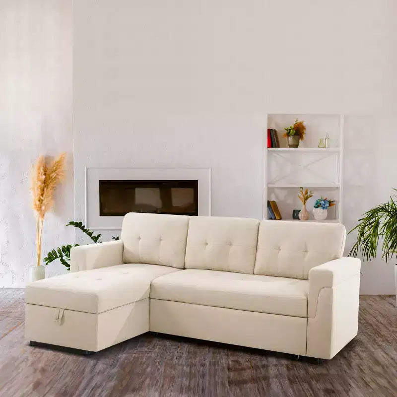 Divano Sezionale Reversibile Letto Home Imports Emporium - Divano Convertibile con Chaise Longue Contenitore, Design Salvaspazio per Soggiorni Moderni