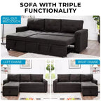 Divano Sezionale Reversibile Letto Home Imports Emporium - Divano Convertibile con Chaise Longue Contenitore, Design Salvaspazio per Soggiorni Moderni