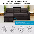Divano Sezionale Reversibile Letto Home Imports Emporium - Divano Convertibile con Chaise Longue Contenitore, Design Salvaspazio per Soggiorni Moderni