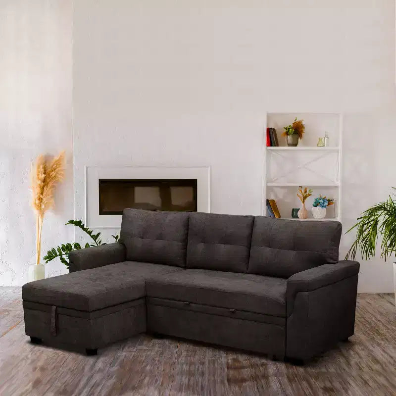 Divano Sezionale Reversibile Letto Home Imports Emporium - Divano Convertibile con Chaise Longue Contenitore, Design Salvaspazio per Soggiorni Moderni