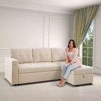Divano Sezionale Reversibile Letto Home Imports Emporium - Divano Convertibile con Chaise Longue Contenitore, Design Salvaspazio per Soggiorni Moderni
