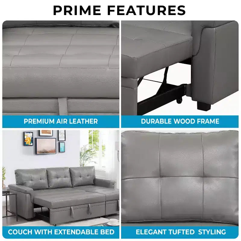 Divano Sezionale Reversibile Letto Home Imports Emporium - Divano Convertibile con Chaise Longue Contenitore, Design Salvaspazio per Soggiorni Moderni