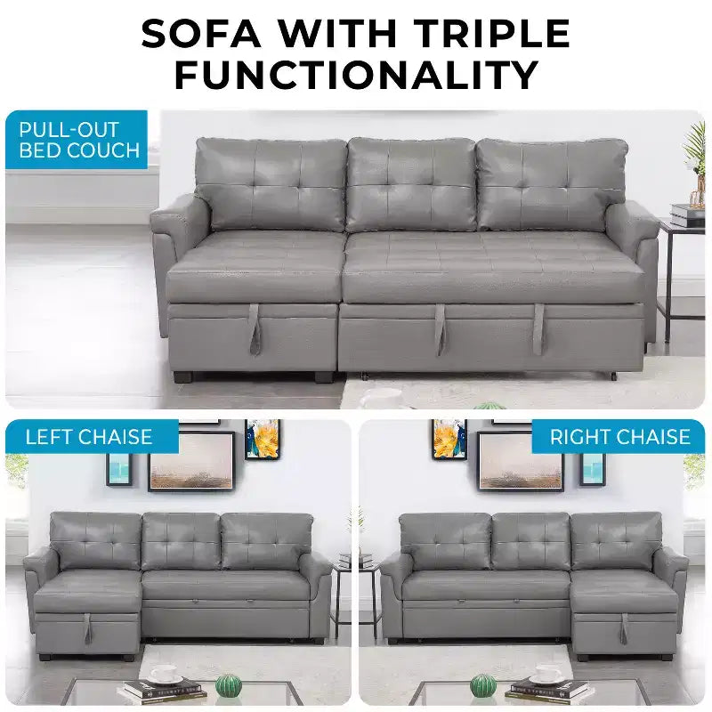 Divano Sezionale Reversibile Letto Home Imports Emporium - Divano Convertibile con Chaise Longue Contenitore, Design Salvaspazio per Soggiorni Moderni