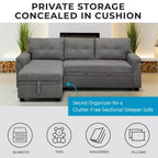 Divano Sezionale Reversibile Letto Home Imports Emporium - Divano Convertibile con Chaise Longue Contenitore, Design Salvaspazio per Soggiorni Moderni