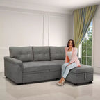 Divano Sezionale Reversibile Letto Home Imports Emporium - Divano Convertibile con Chaise Longue Contenitore, Design Salvaspazio per Soggiorni Moderni