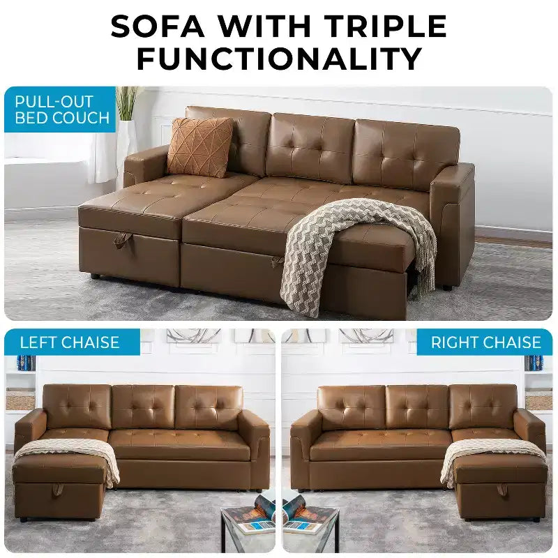 Divano Sezionale Reversibile Letto Home Imports Emporium - Divano Convertibile con Chaise Longue Contenitore, Design Salvaspazio per Soggiorni Moderni