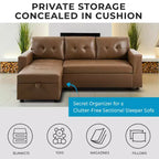 Divano Sezionale Reversibile Letto Home Imports Emporium - Divano Convertibile con Chaise Longue Contenitore, Design Salvaspazio per Soggiorni Moderni
