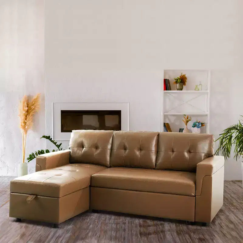 Divano Sezionale Reversibile Letto Home Imports Emporium - Divano Convertibile con Chaise Longue Contenitore, Design Salvaspazio per Soggiorni Moderni