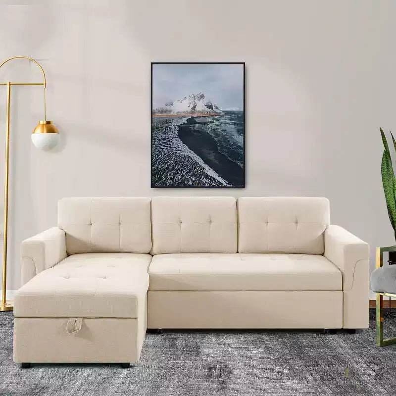 Divano Sezionale Reversibile Letto Home Imports Emporium - Divano Convertibile con Chaise Longue Contenitore, Design Salvaspazio per Soggiorni Moderni