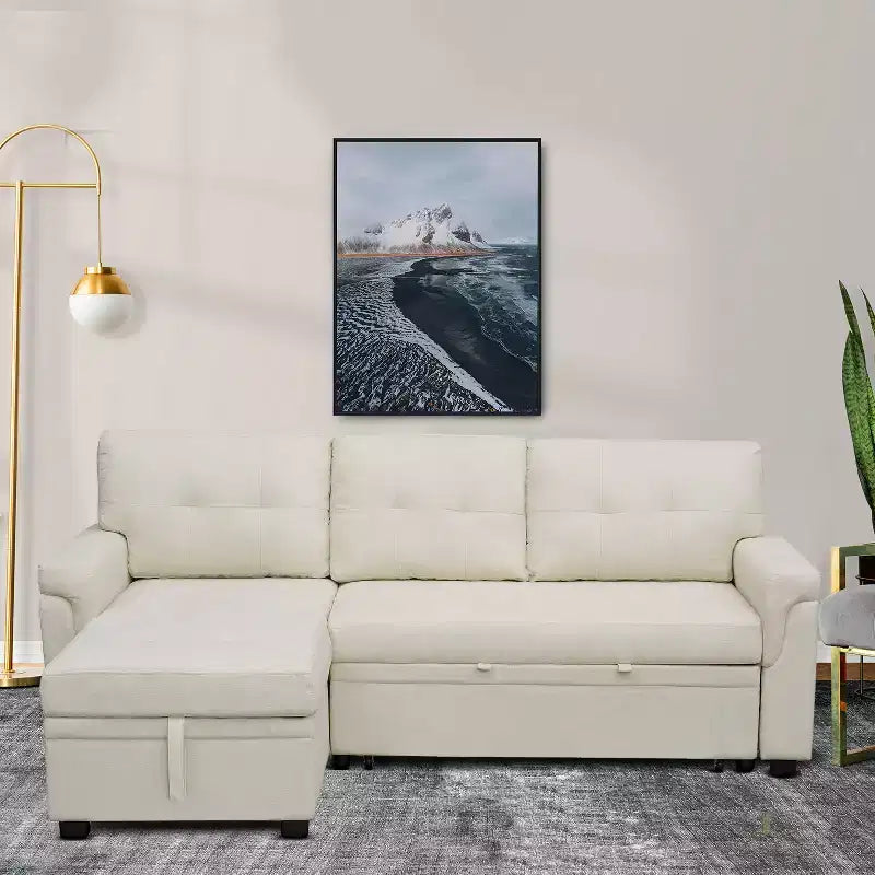 Divano Sezionale Reversibile Letto Home Imports Emporium - Divano Convertibile con Chaise Longue Contenitore, Design Salvaspazio per Soggiorni Moderni