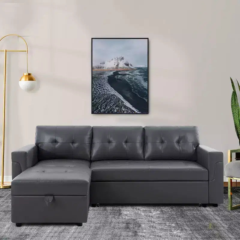 Divano Sezionale Reversibile Letto Home Imports Emporium - Divano Convertibile con Chaise Longue Contenitore, Design Salvaspazio per Soggiorni Moderni
