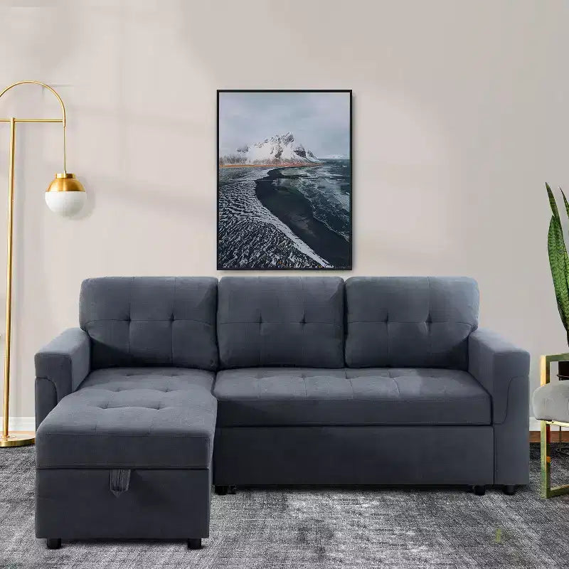 Divano Sezionale Reversibile Letto Home Imports Emporium - Divano Convertibile con Chaise Longue Contenitore, Design Salvaspazio per Soggiorni Moderni