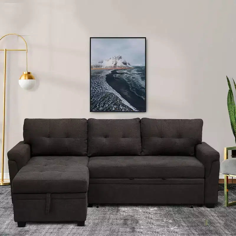 Divano Sezionale Reversibile Letto Home Imports Emporium - Divano Convertibile con Chaise Longue Contenitore, Design Salvaspazio per Soggiorni Moderni